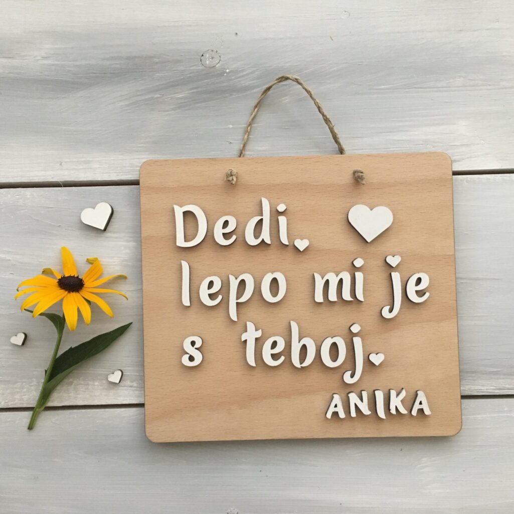 Personalizirana lesena tablica «Lepo mi je s teboj»