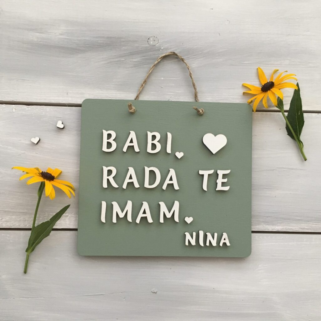 Personalizirana lesena tablica «Rad te imam»