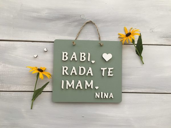 Personalizirana lesena tablica «Rad te imam»
