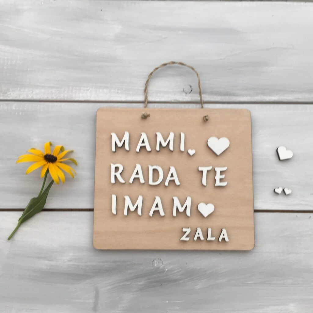 Personalizirana lesena tablica «Rad te imam»