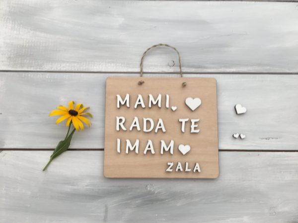 Personalizirana lesena tablica «Rad te imam»