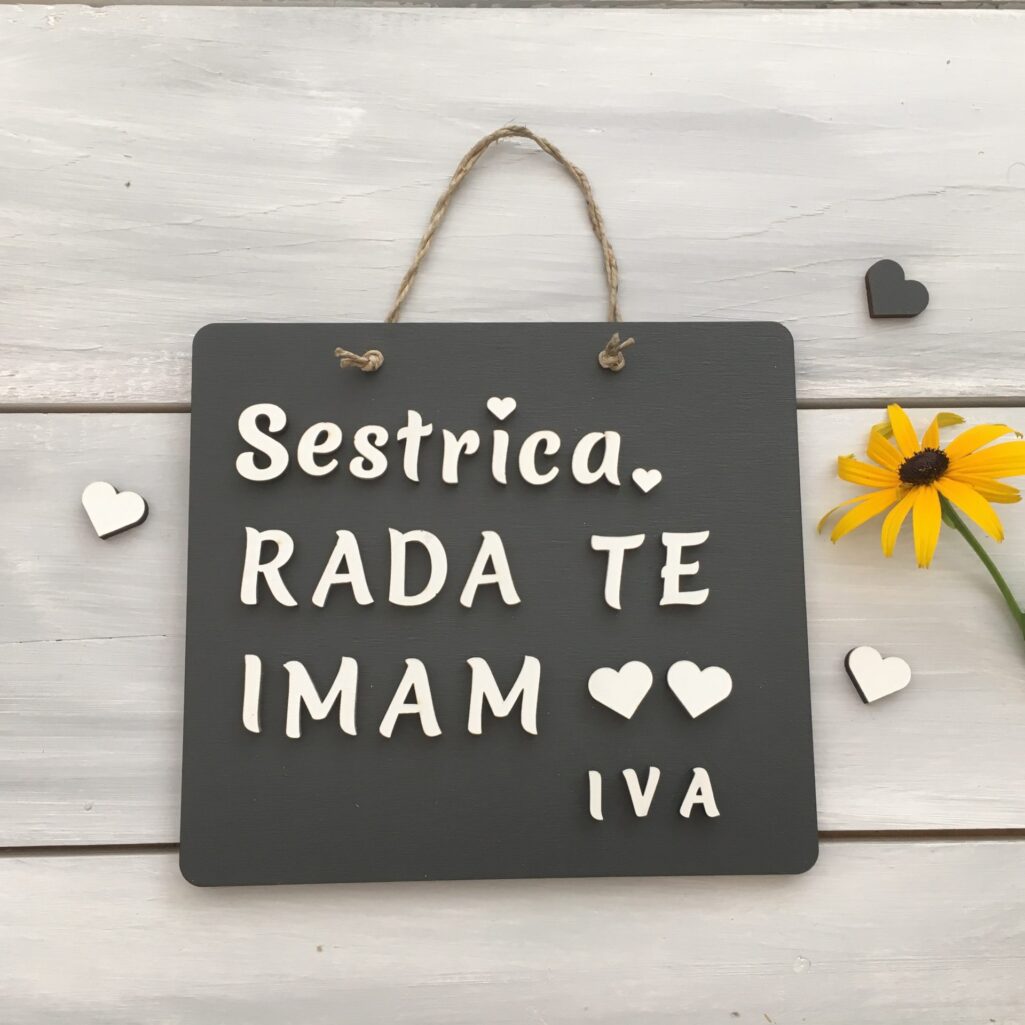 Personalizirana lesena tablica «Rad te imam»