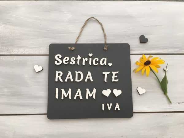 Personalizirana lesena tablica «Rad te imam»