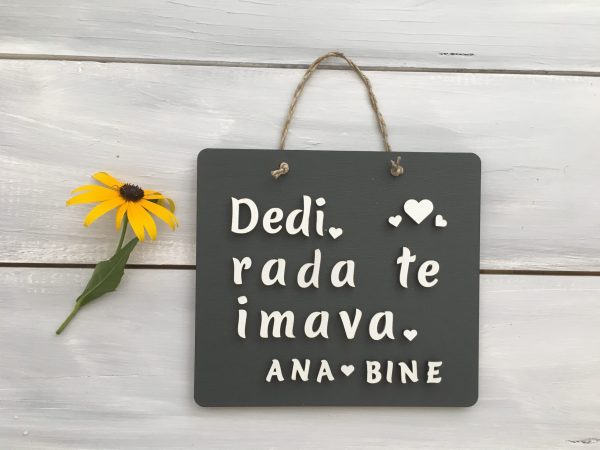 Personalizirana lesena tablica «Rad te imam»