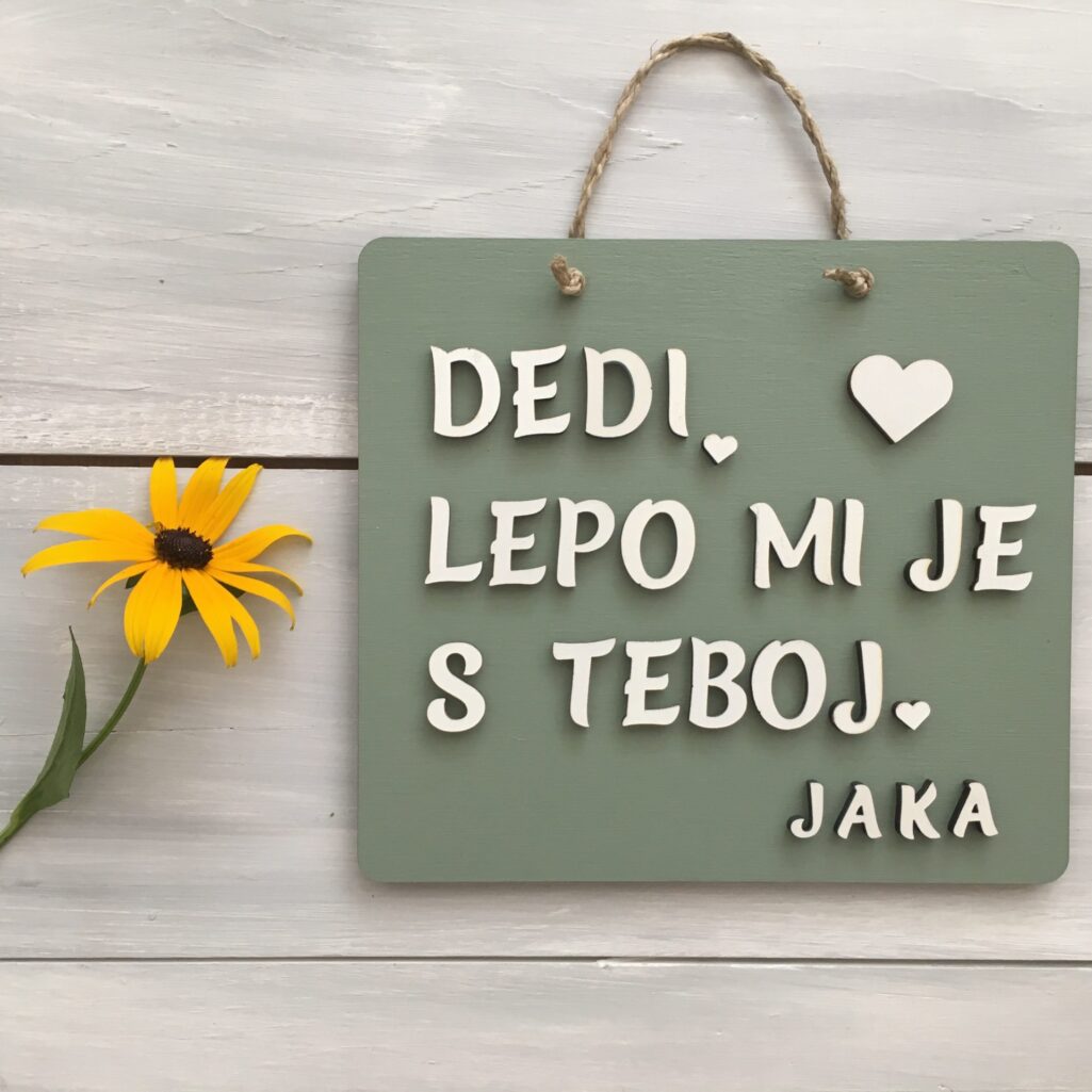 Personalizirana lesena tablica «Lepo mi je s teboj»