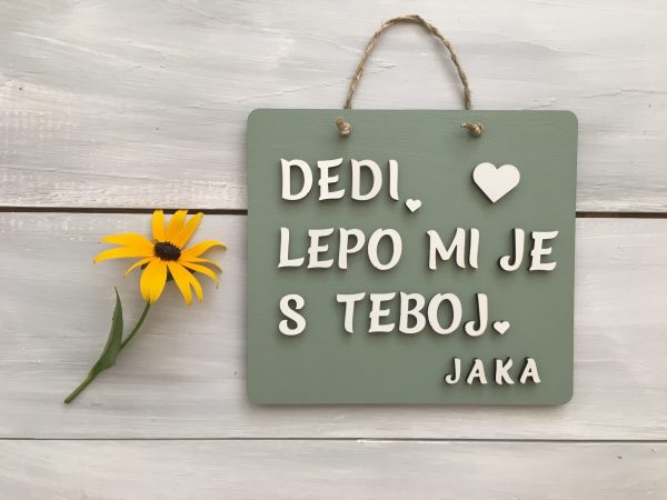 Personalizirana lesena tablica «Lepo mi je s teboj»