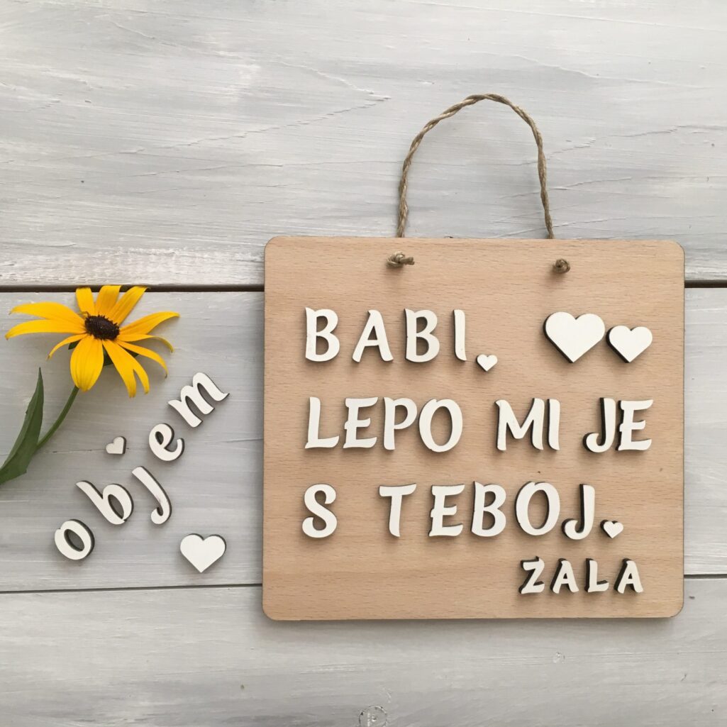 Personalizirana lesena tablica «Lepo mi je s teboj»