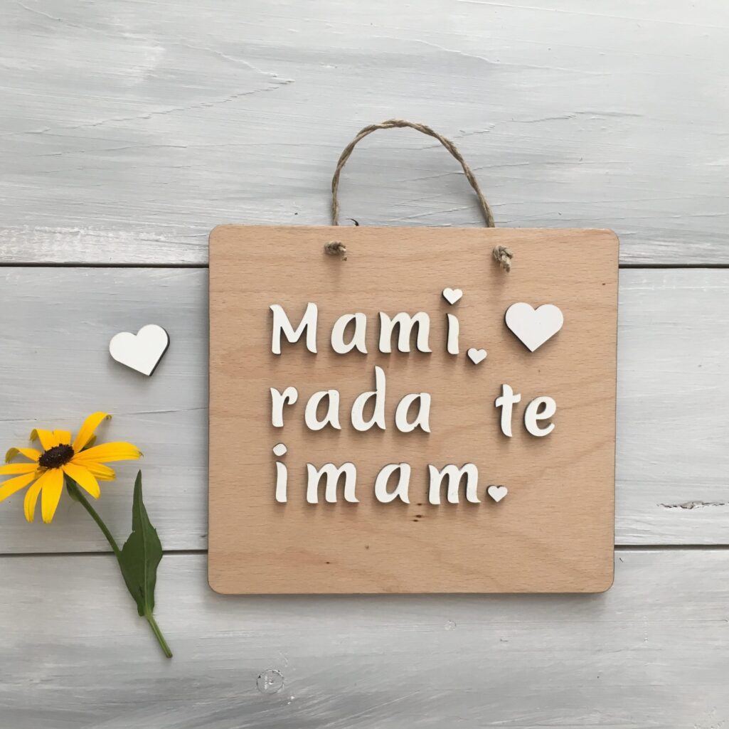 Personalizirana lesena tablica «Rad te imam»