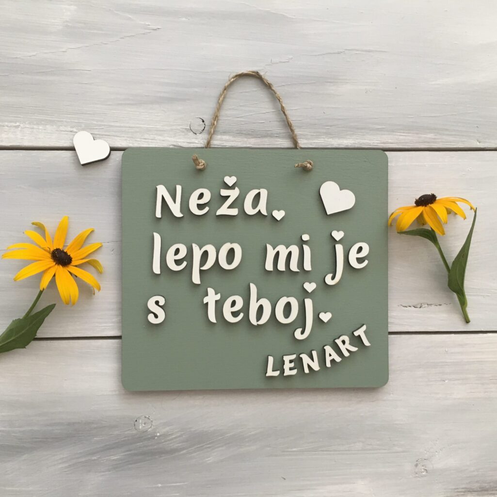 Personalizirana lesena tablica «Lepo mi je s teboj»