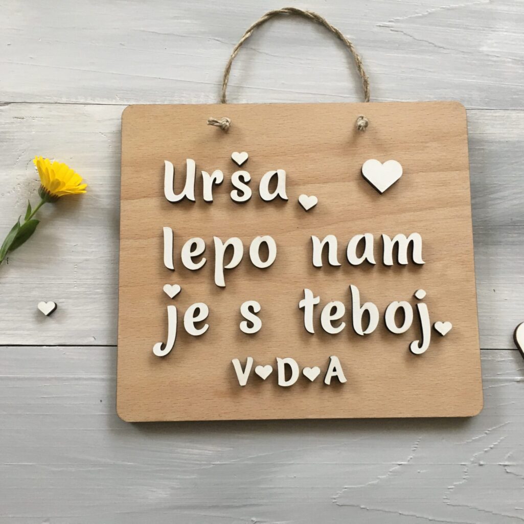 Personalizirana lesena tablica «Lepo mi je s teboj»