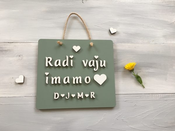 Personalizirana lesena tablica «Rad te imam»