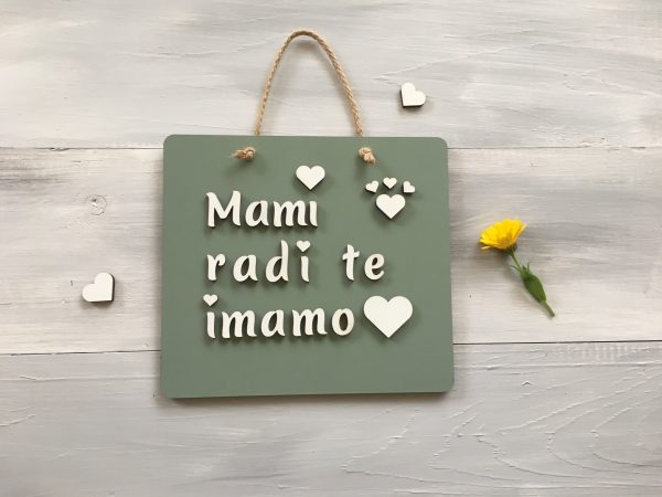 Personalizirana lesena tablica «Rad te imam»