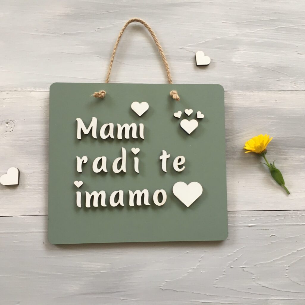 Personalizirana lesena tablica «Rad te imam»