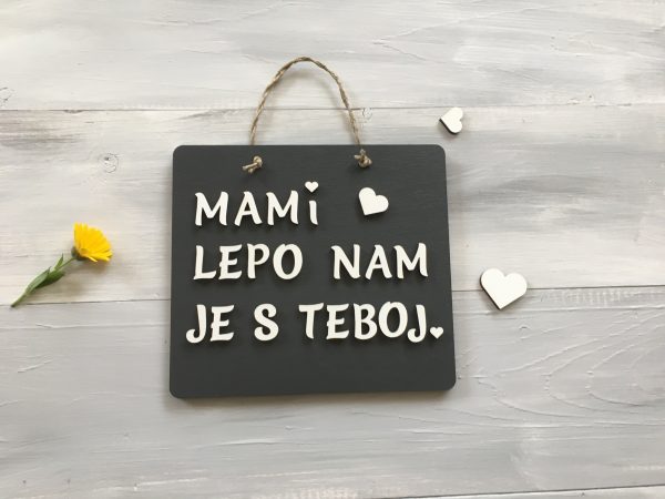 Personalizirana lesena tablica «Lepo mi je s teboj»