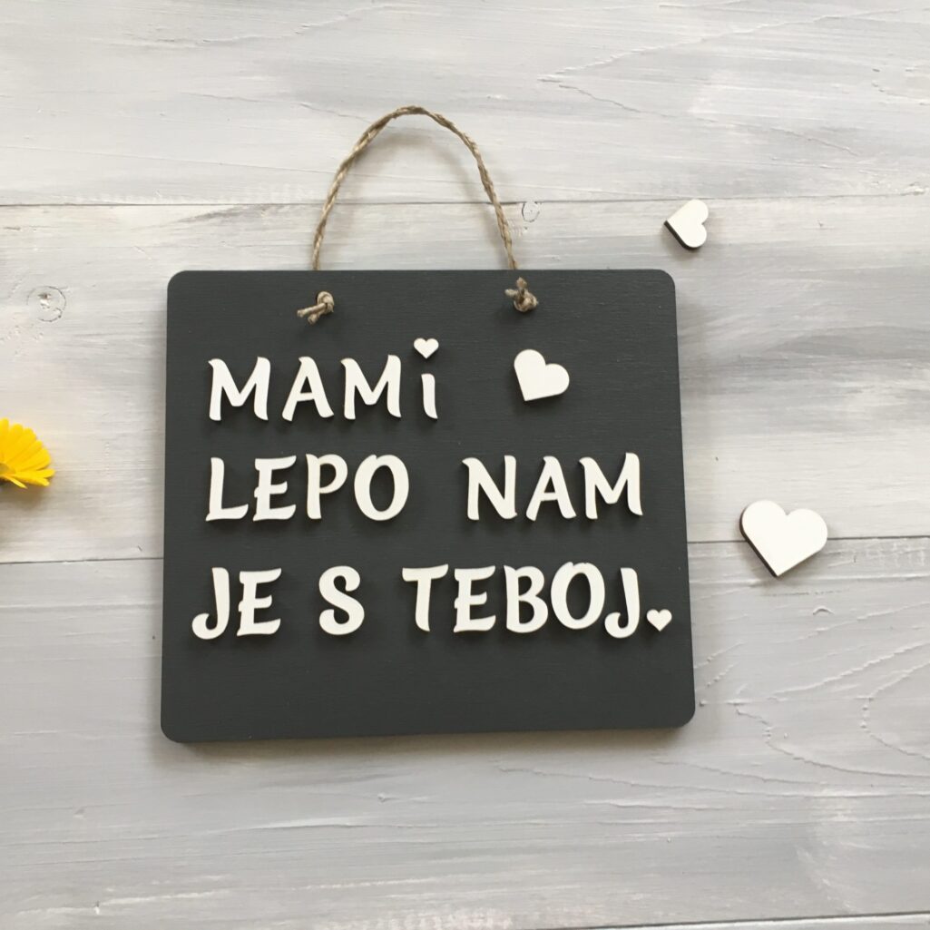 Personalizirana lesena tablica «Lepo mi je s teboj»