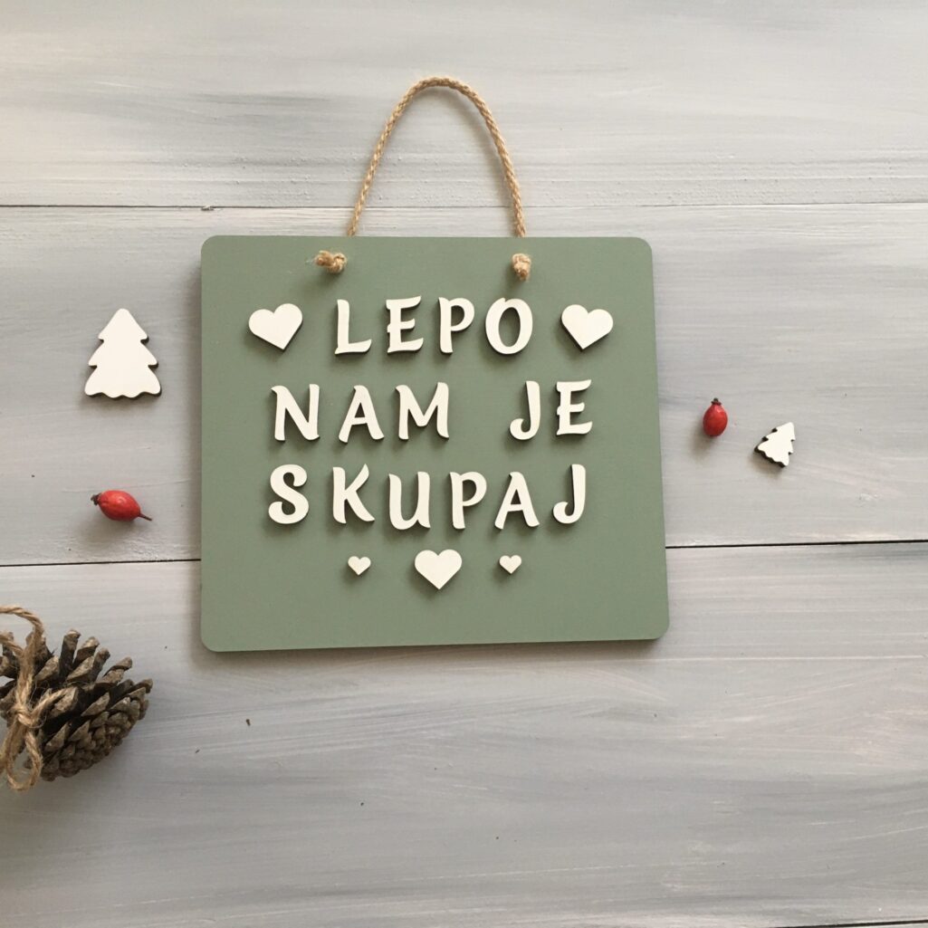 Personalizirana lesena tablica «Lepo mi je s teboj»